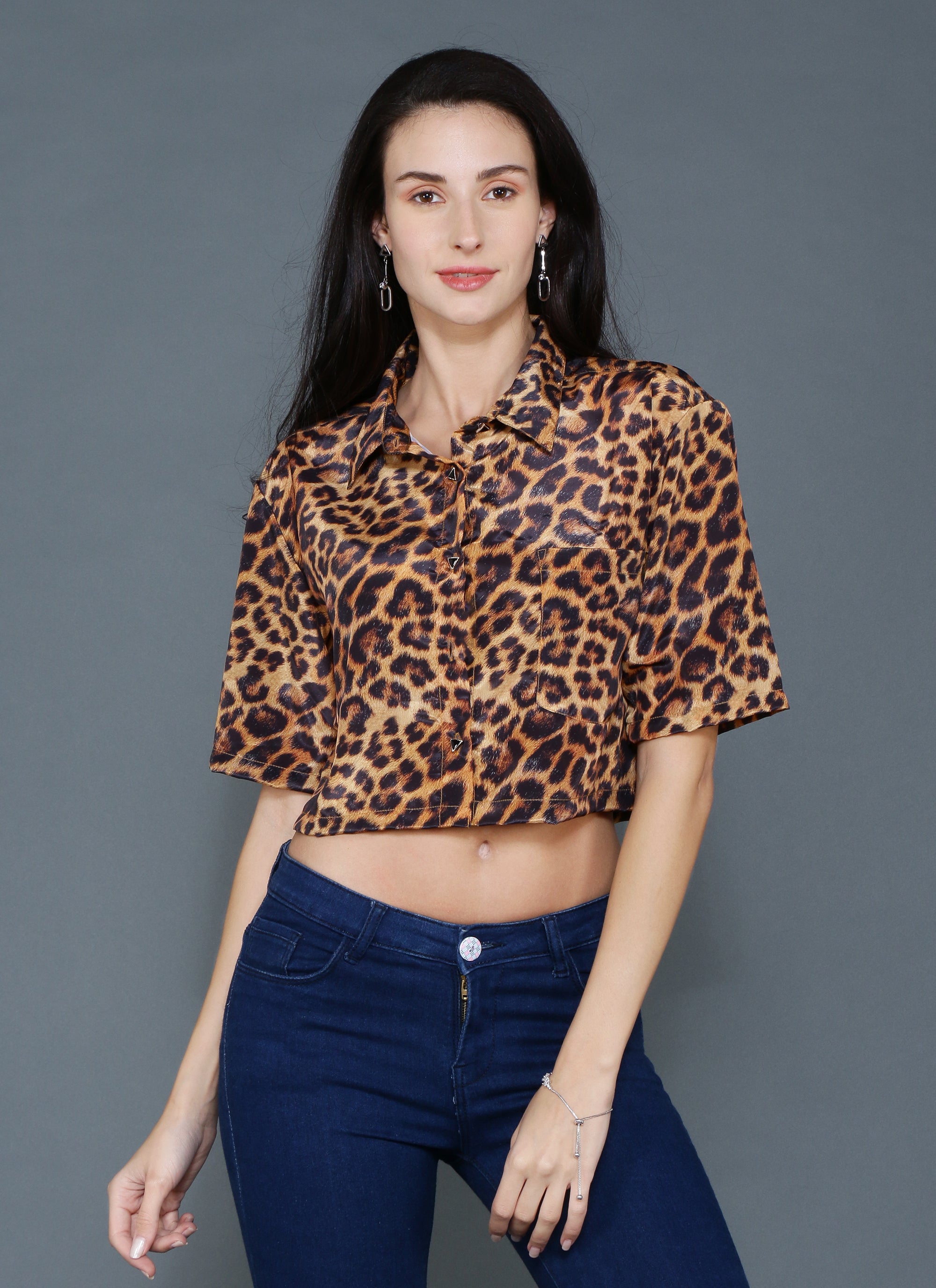 Leopard Print Crop Shirt