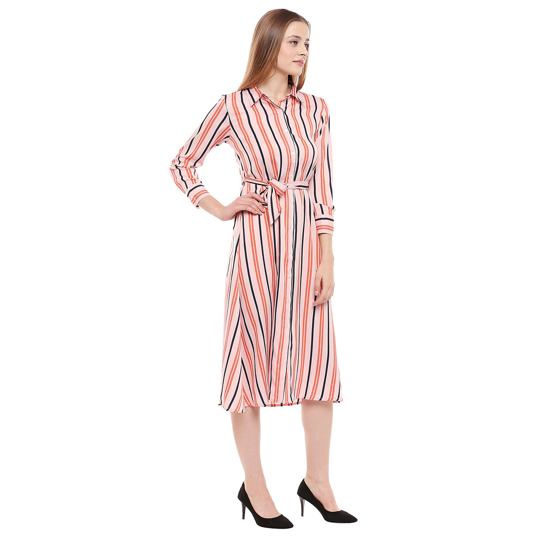 Midi Stripe Shirt Dress