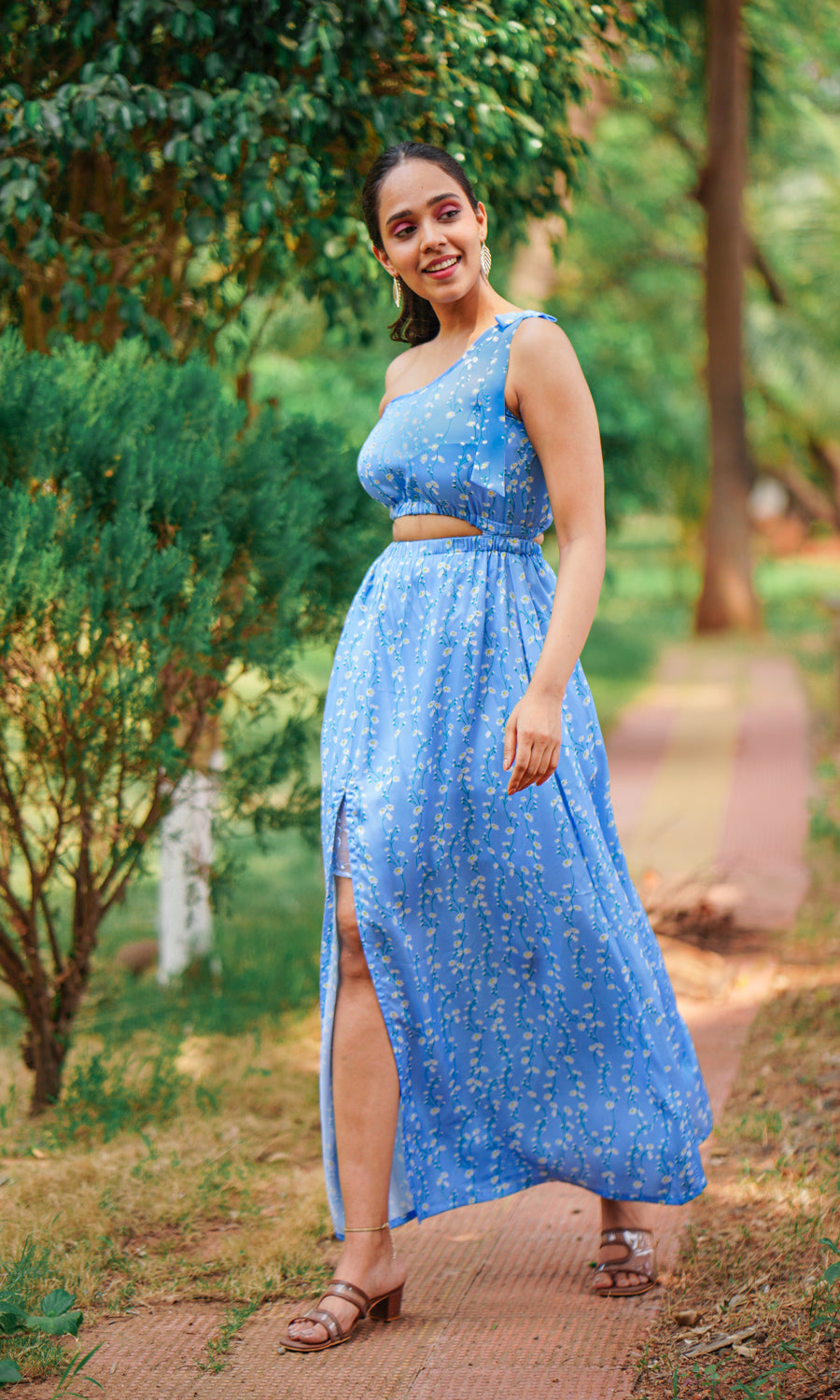 Organza Navy-Blue Long Maxi Dress – Indian Rani