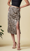 Leopard Print Midi Slit Skirt