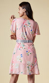 Pink Bird Wrap Dress w/ Belt